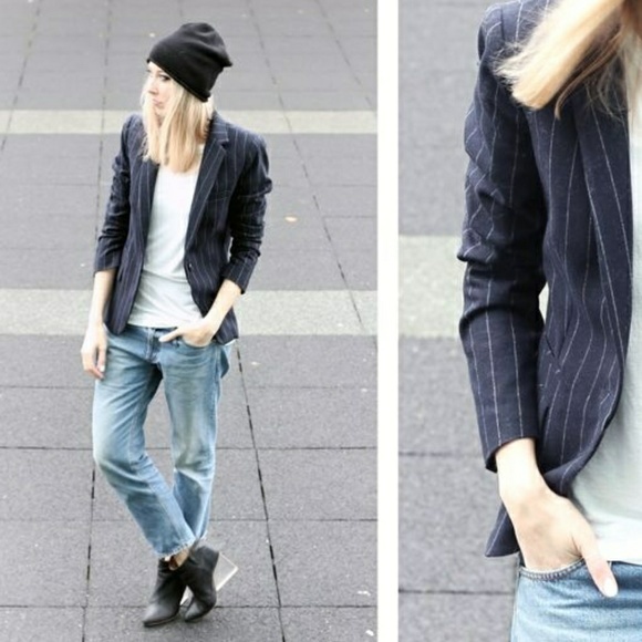 Navy Pinstripe Blazer - Picture 2 of 7